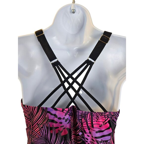 Tempt Me Womens Tropical Print Tankini Swimsuit Set & Boy Shorts Size Med Beach - Picture 7 of 10